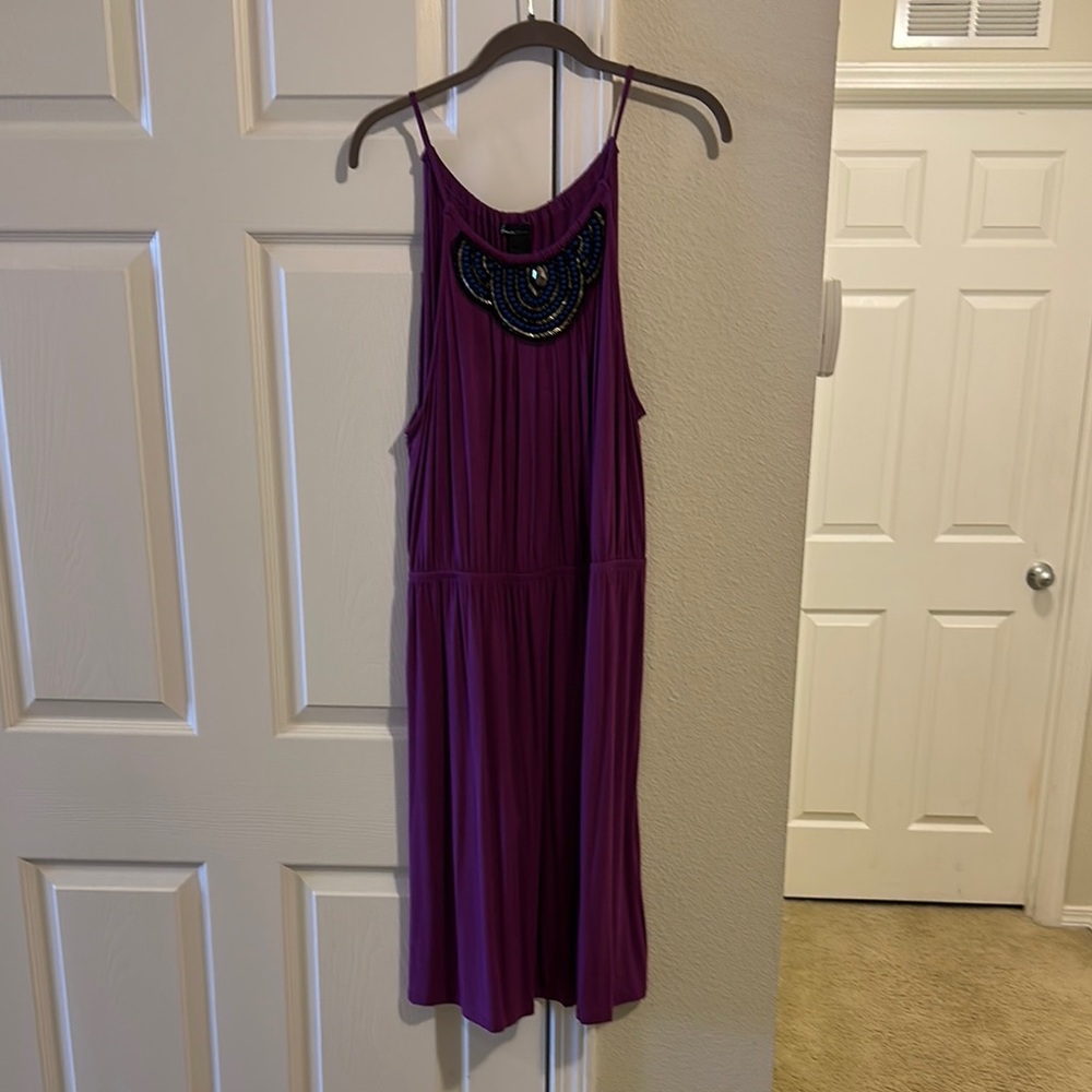 Lane Bryant Purple Dress with Beaded Embellishments Size 14/16